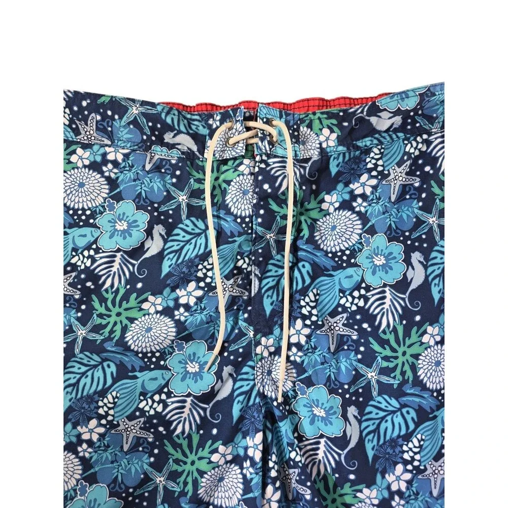 Nautica Mens XXL Board Shorts Swim Trunks Tropical Floral Fish Mesh Lined EUC